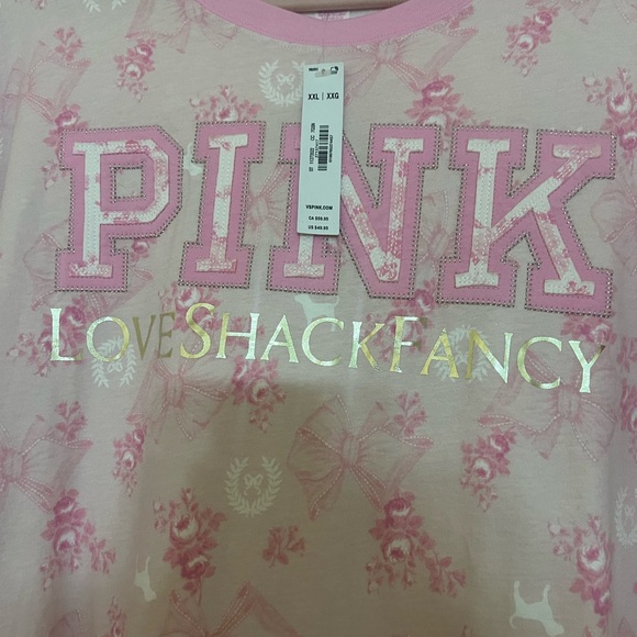 LoveShackFancy Pink Floral Graphic Tee - Picture 2 of 2